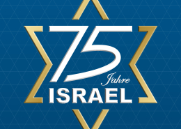 75 Jahre Israel Logo auf blau